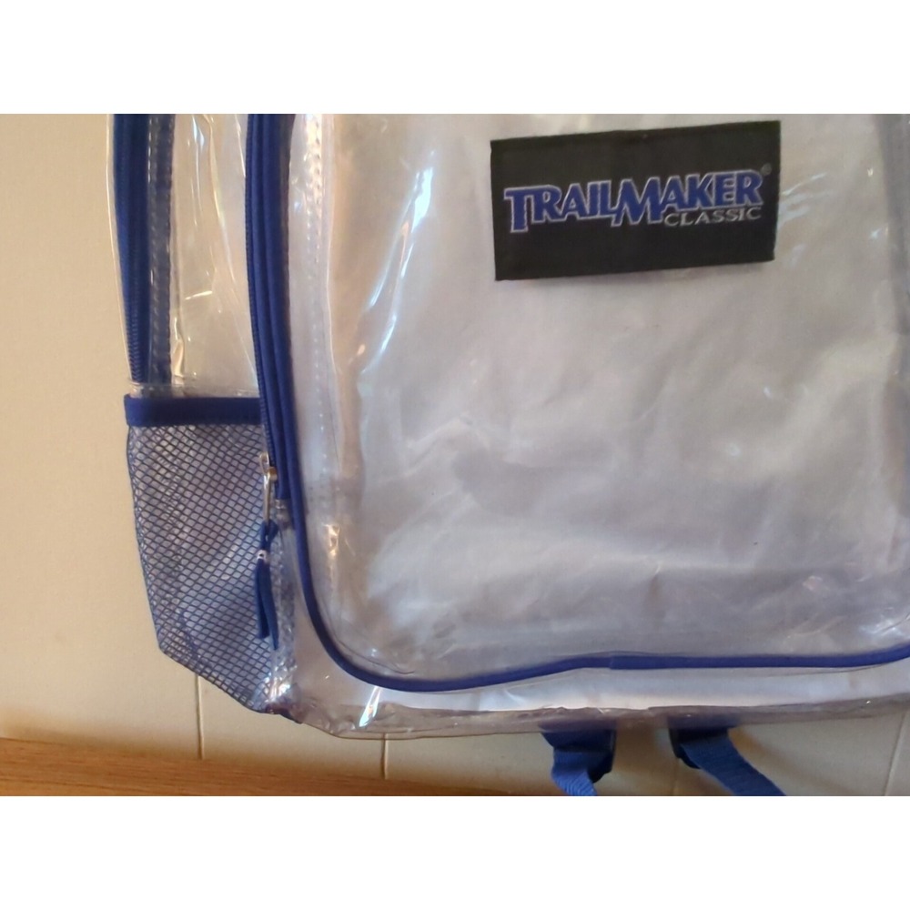 Clear Children's Trailmaker Backpack NWT Blue Trim 15" × 14" w Front Pocket - Picture 3 of 4